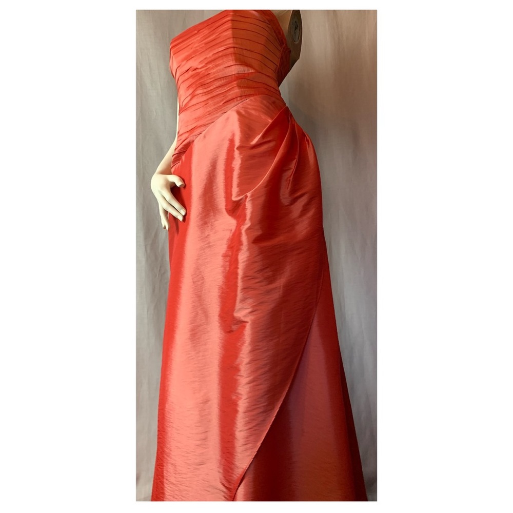 Raylia Designs Apricot Strapless Overlay Gown 10